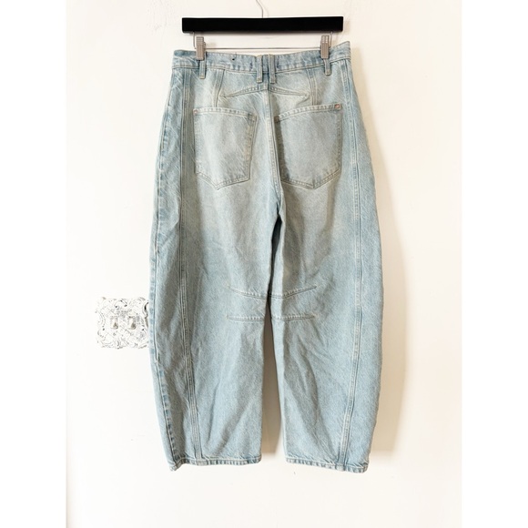Free People We The Free Good Mid Rise Luck Barrel Jeans Kismet Light Blue 27 - Picture 9 of 11